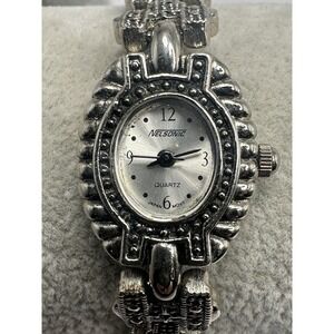 Nelsonic N513 Ladies Watch‎ New Battery 19MM 7.25" Silver Tone J19